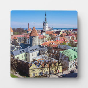 Tallinn downtown aerial view plaque