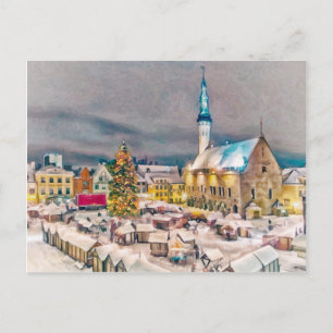 Tallinn Estonia Christmas Market Holiday Postcard