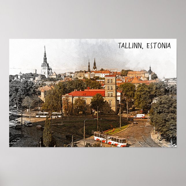 Tallinn Estonia City Panorama View Poster (Front)