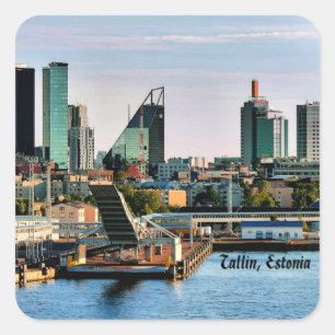 Tallinn, Estonia cityscape photograph Square Sticker