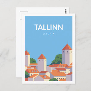Tallinn Estonia Famous Travel Place Illustration Postcard
