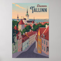 Tallinn Estonia Illustration Travel Art Vintage
