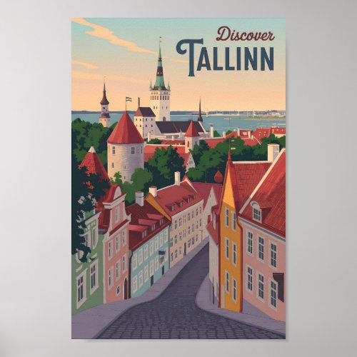 Tallinn Estonia Illustration Travel Art Vintage