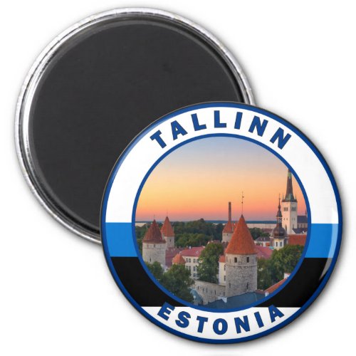 Tallinn Estonia Retro Travel Art Circle Vintage Magnet