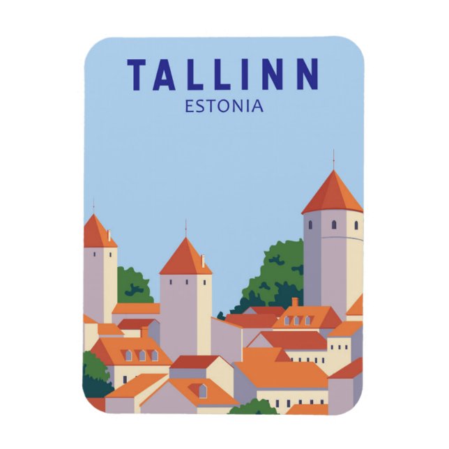 Tallinn Estonia Retro Travel Art Vintage  Magnet (Vertical)