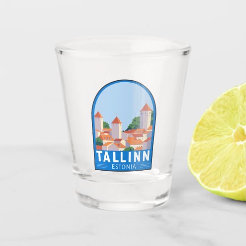 Tallinn Estonia Retro Travel Art Vintage Shot Glass