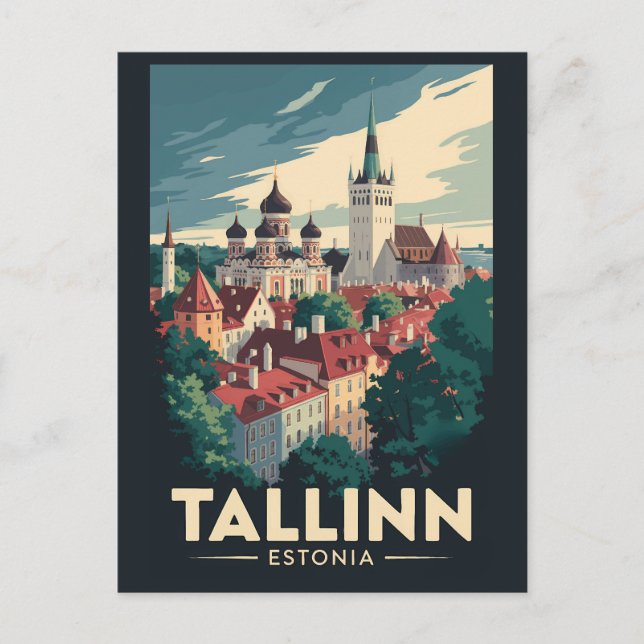 Tallinn Estonia Travel Art Vintage Postcard (Front)
