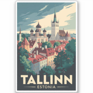 Tallinn Estonia Travel Art Vintage Sticker