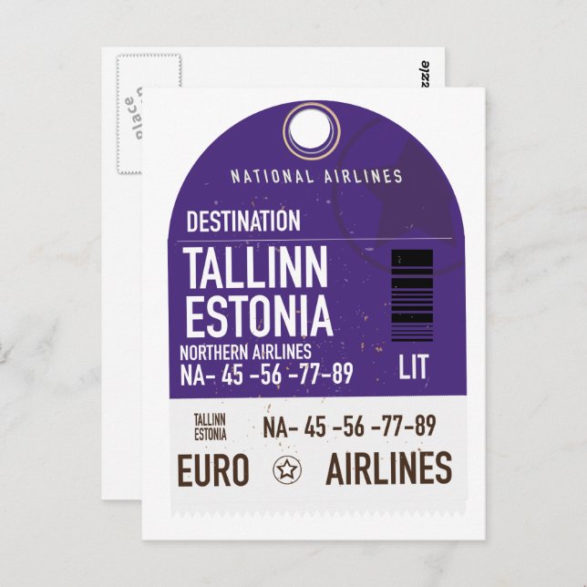 Tallinn Estonia travel ticket Postcard (Front/Back)