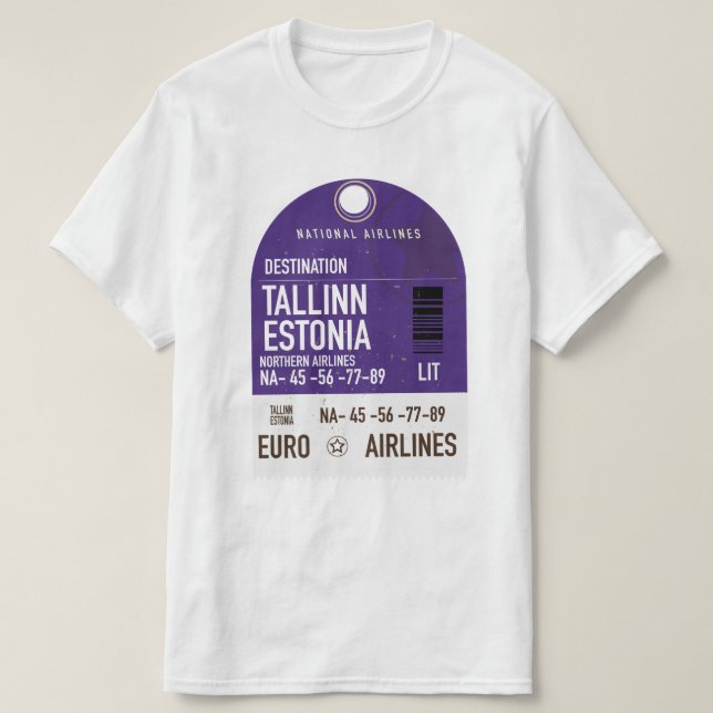 Tallinn Estonia travel ticket T-Shirt (Design Front)