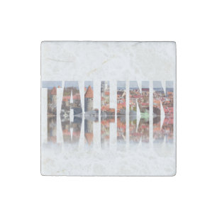 Tallinn text composed of old town view stone magnet