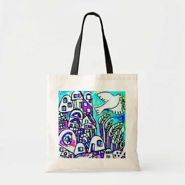 Tallis Tote Bag - City Of Israel Lavender (Front)