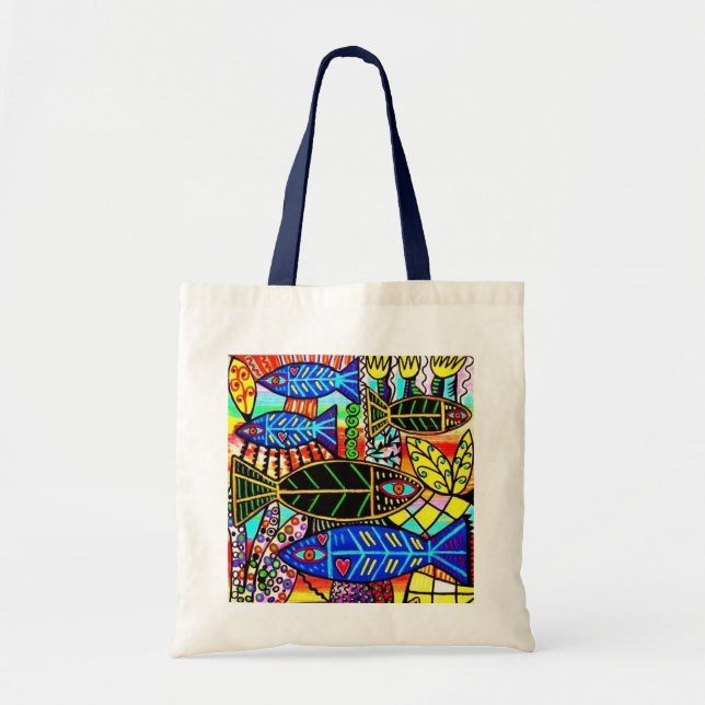 Tallit Tote Bag - Israel By The Sea BLUE (Front)