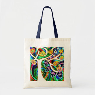 Tallit Tote Bag - Ivory Tree Of Life Hamsa BLUE