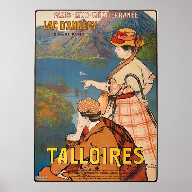 Talloires, Annecy lake, couple on picnic, vintage Poster (Front)