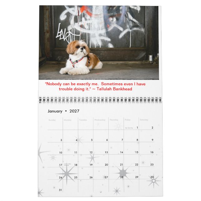 Tallulah Bean Calendar Cute Shih Tzu (Jan 2027)