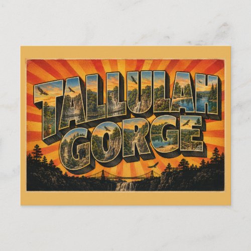 Tallulah Gorge Georgia Deep Canyon Waterfall Art Postcard