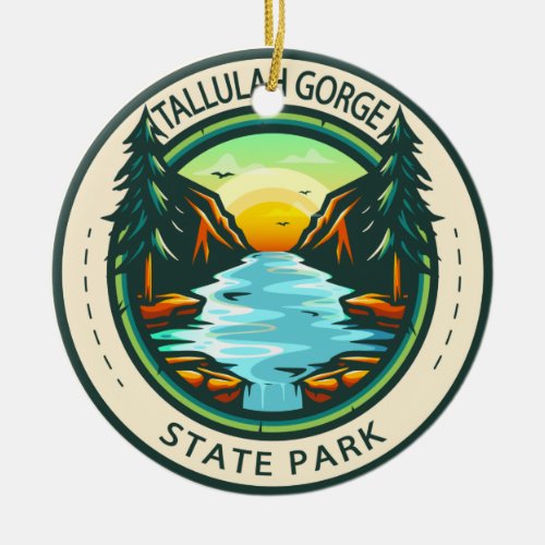 Tallulah Gorge State Park Georgia Badge Ceramic Ornament
