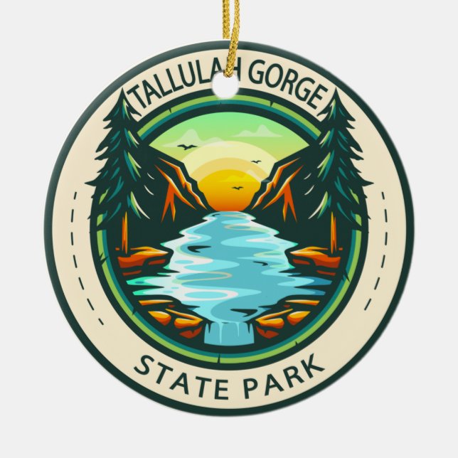 Tallulah Gorge State Park Georgia Badge Ceramic Ornament (Front)