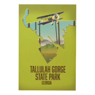Tallulah Gorge State Park map Wood Wall Art