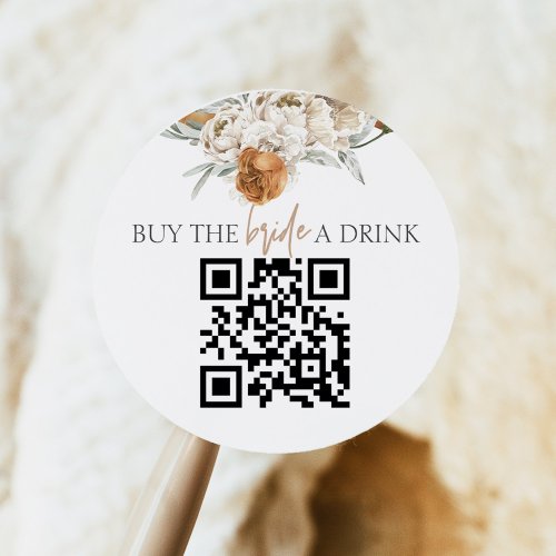TALLULAH Terracotta Buy the Bride a Drink QR Code Classic Round Sticker