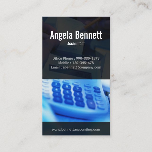 Tally Machine Accounting Blue Business Card (Front)