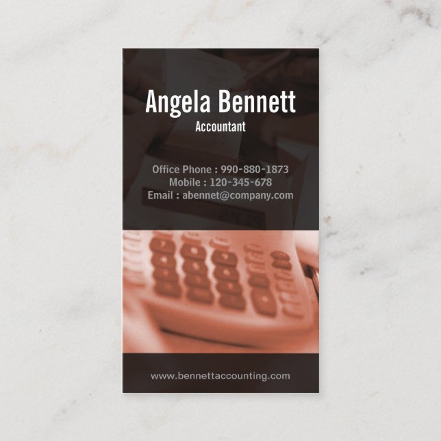 Tally Machine Accounting Brown Business Card (Front)