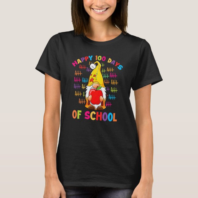Tally Marks Happy 100th Day Of School Gnome Studen T-Shirt (Front)