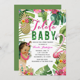 Talofa Tropical Floral Baby Girl Vintage Shower Invitation