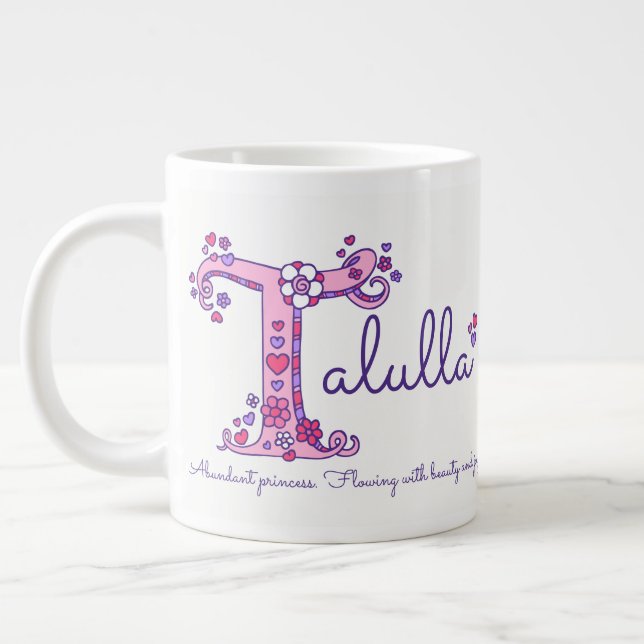 Talulla custom name meaning pink giant coffee mug (Left)