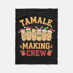 Tamale Making Crew Funny Mexican Christmas Pajamas Fleece Blanket