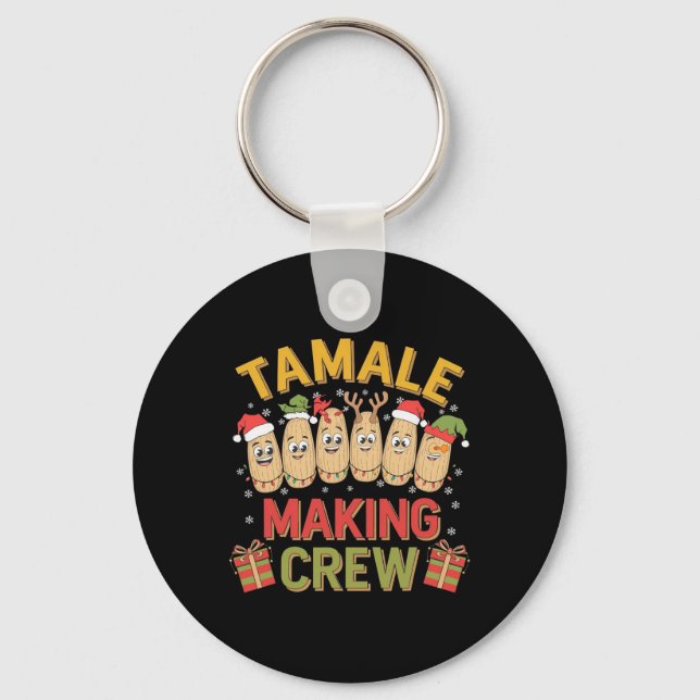 Tamale Making Crew Funny Mexican Christmas Pajamas Keychain (Front)