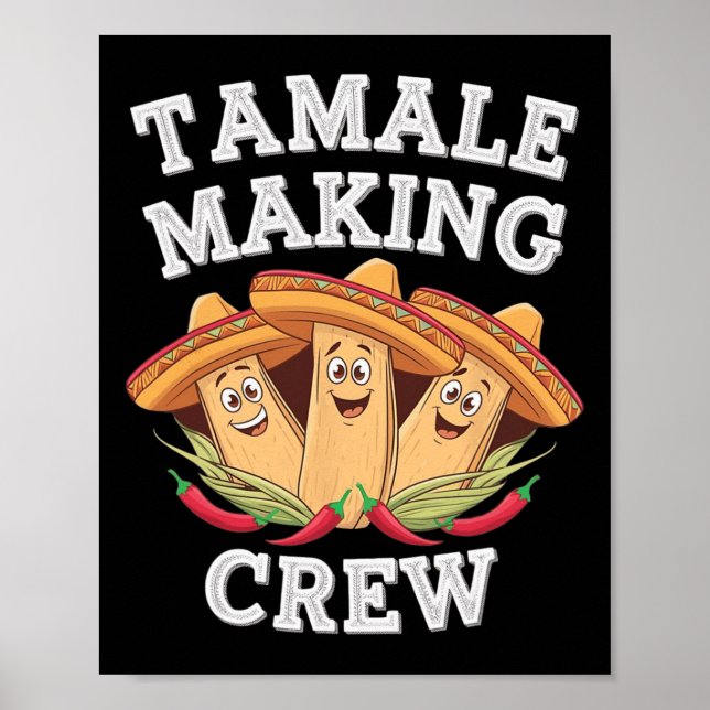 Tamale Making Crew Funny Mexican Christmas Pajamas Poster (Front)
