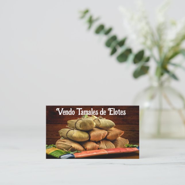 Tamales de elotes business card (Standing Front)