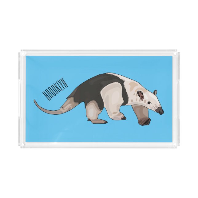 Tamandua cartoon illustration acrylic tray (Front)