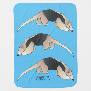 Tamandua cartoon illustration baby blanket