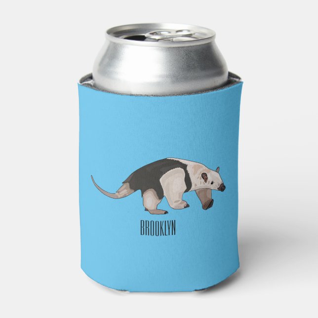 Tamandua cartoon illustration can cooler (Can Front)