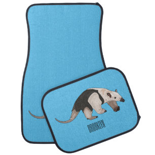 Tamandua cartoon illustration car floor mat
