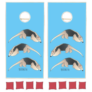 Tamandua cartoon illustration  cornhole set