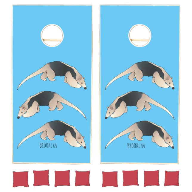 Tamandua cartoon illustration  cornhole set (Set)