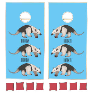 Tamandua cartoon illustration cornhole set