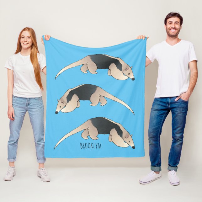 Tamandua cartoon illustration  fleece blanket (In Situ)