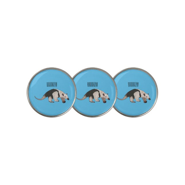 Tamandua cartoon illustration golf ball marker (3 Up)