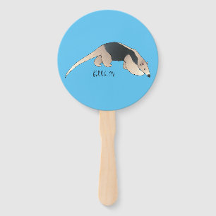 Tamandua cartoon illustration  hand fan