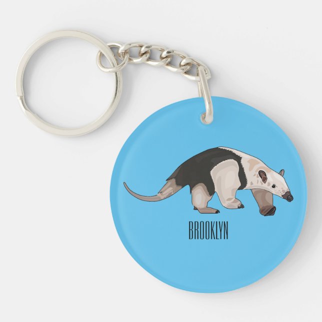 Tamandua cartoon illustration keychain (Front)