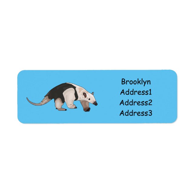 Tamandua cartoon illustration label (Front)