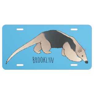 Tamandua cartoon illustration license plate