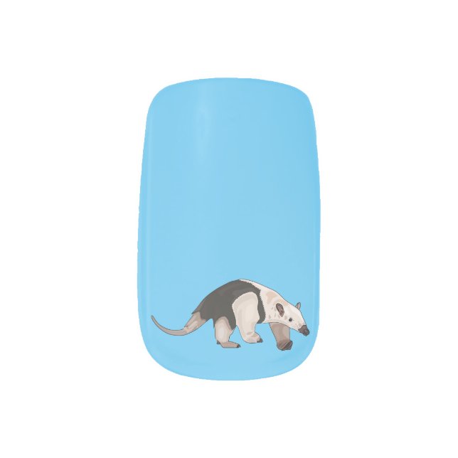 Tamandua cartoon illustration minx nail art (Left Thumb)