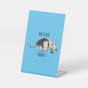 Tamandua cartoon illustration pedestal sign