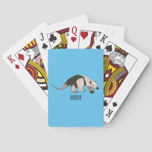 Tamandua cartoon illustration poker cards (Back)